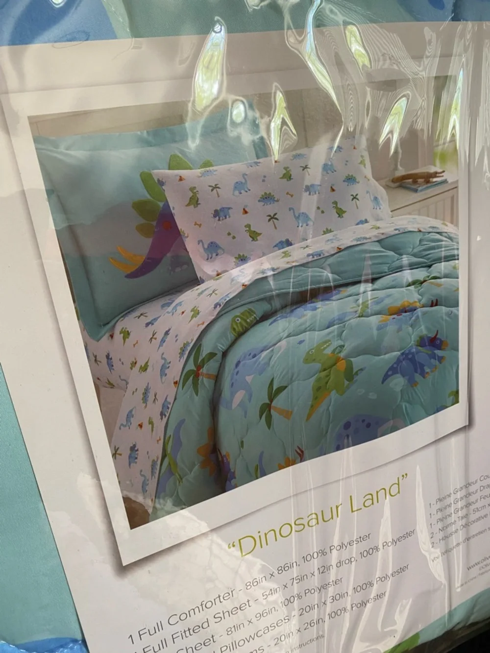 Wildkin 7 Pc Full Cotton Bed in a Bag for Boys & Girls: Dinosaur Land Blue NEW